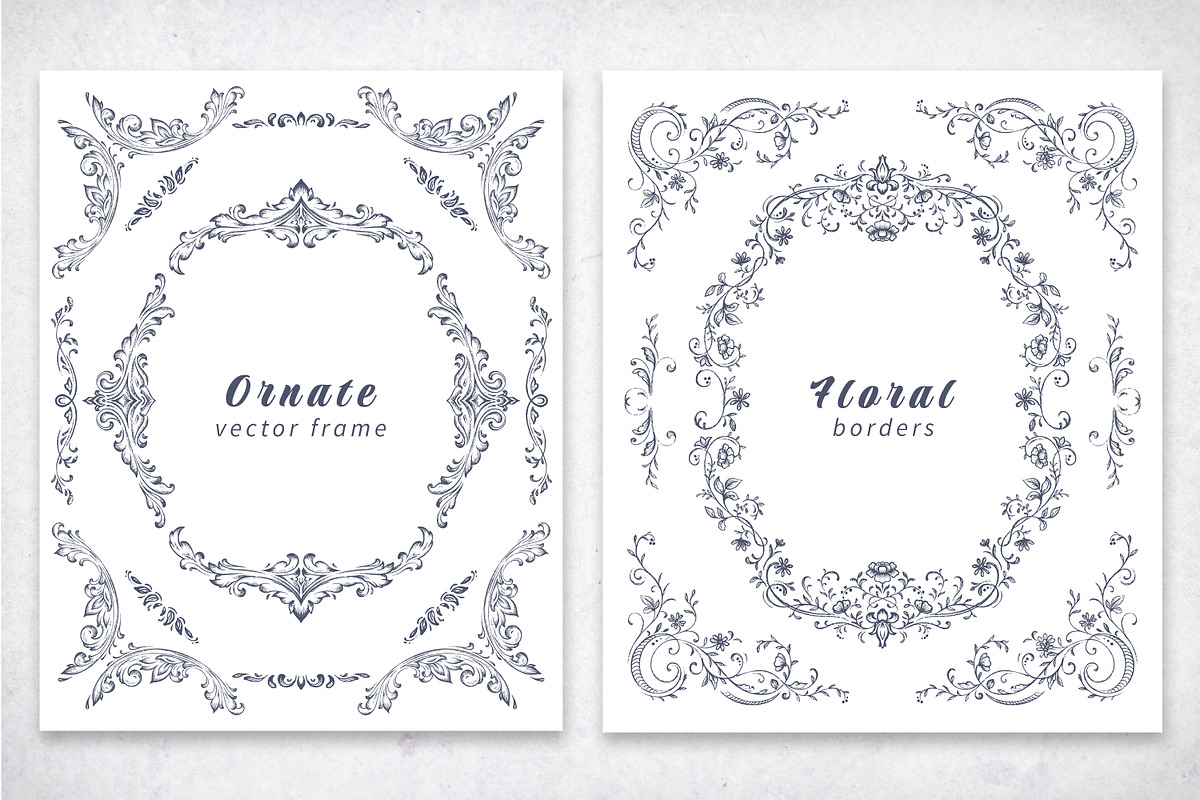Vintage Vector Frames & Borders, a Decorative Illustration by Molly art (Photo 5 of 9)