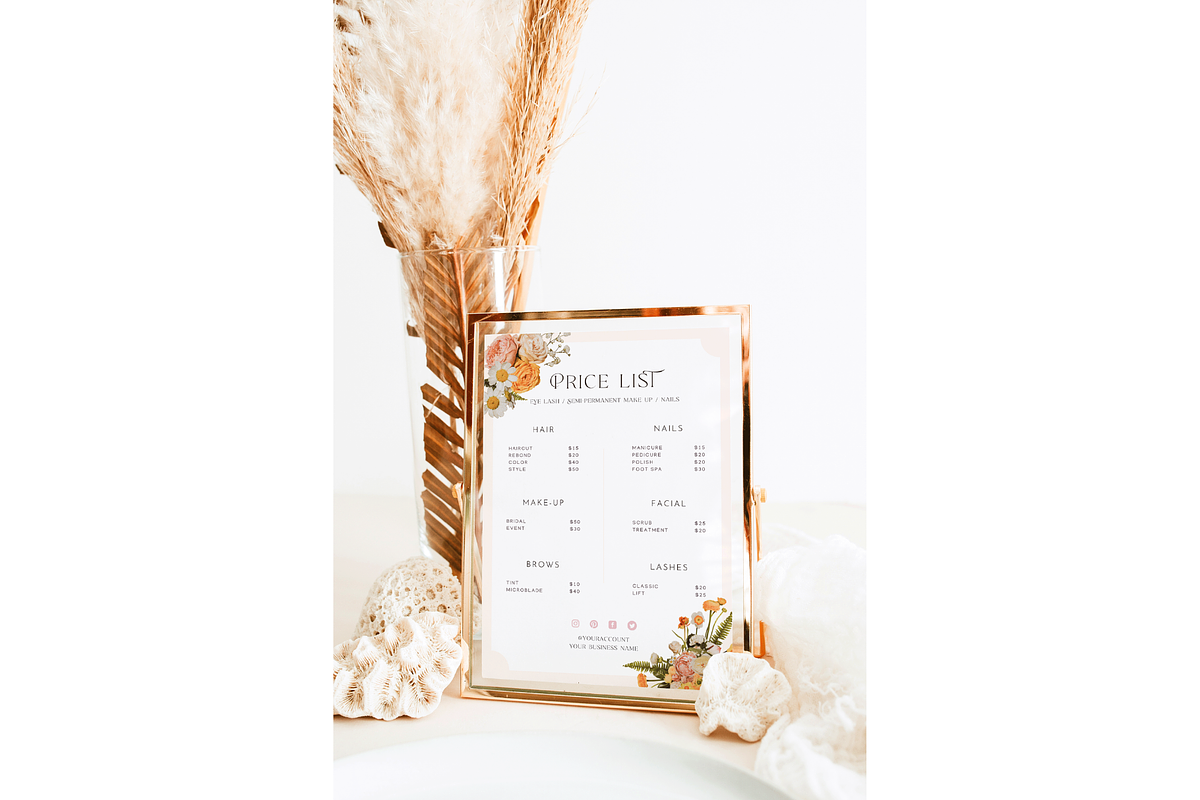 Floral Price List Canva Template, a Flyer Template by Hellohastore (Photo 4 of 11)