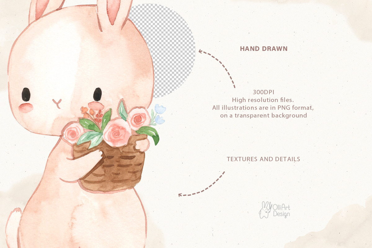 LITTLE SPRING. Watercolor animal, an Object Graphic by OlliArtDesign (Photo 8 of 8)