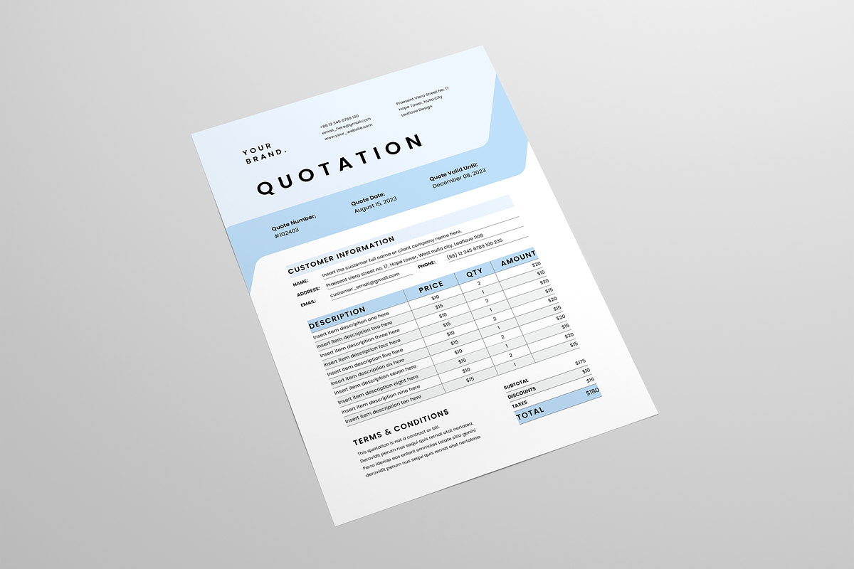 Quotation | MS Word & Indesign, a Stationery Template by Leaflove