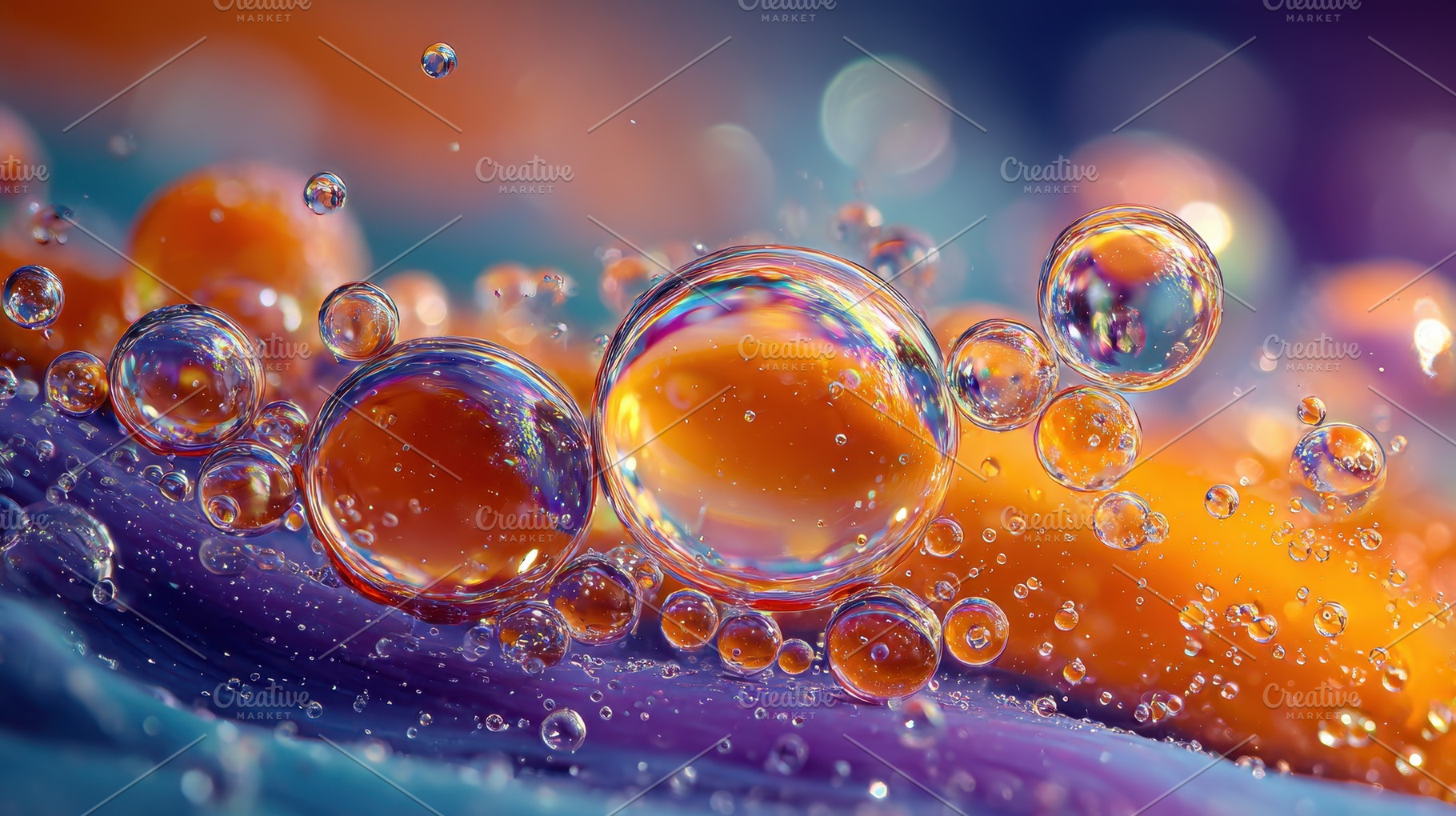 Vibrant Oil Bubbles Abstract Art Col, a Photo by Pixeness Studio