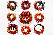 Autumn Harvest Wreaths Clipart, a Seasonal Illustration by ThatsDesignArt (Thumbnail 4 of 10)