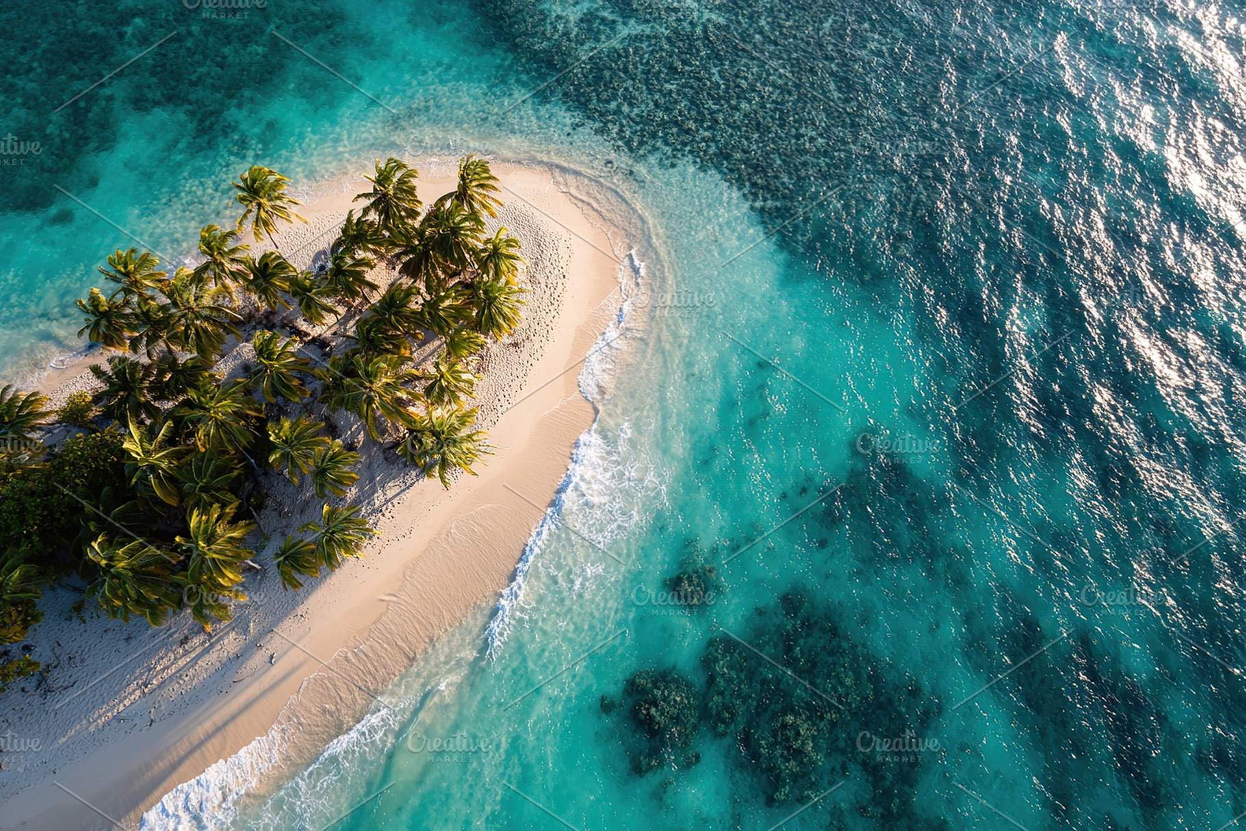 Beautiful tropical island surrounded by clear blue water and sandy beaches at m, a Photo by AlyaAnd