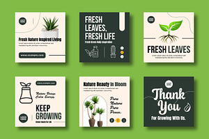 Nature Plant Social Media Post Set, a Print Template by MightyDesign