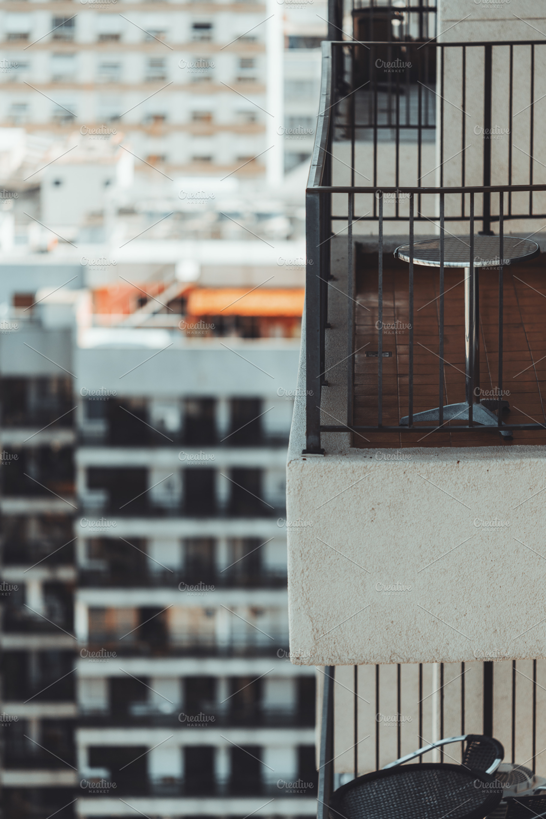City balcony with soft focus, an Architecture Photo by SkyNext