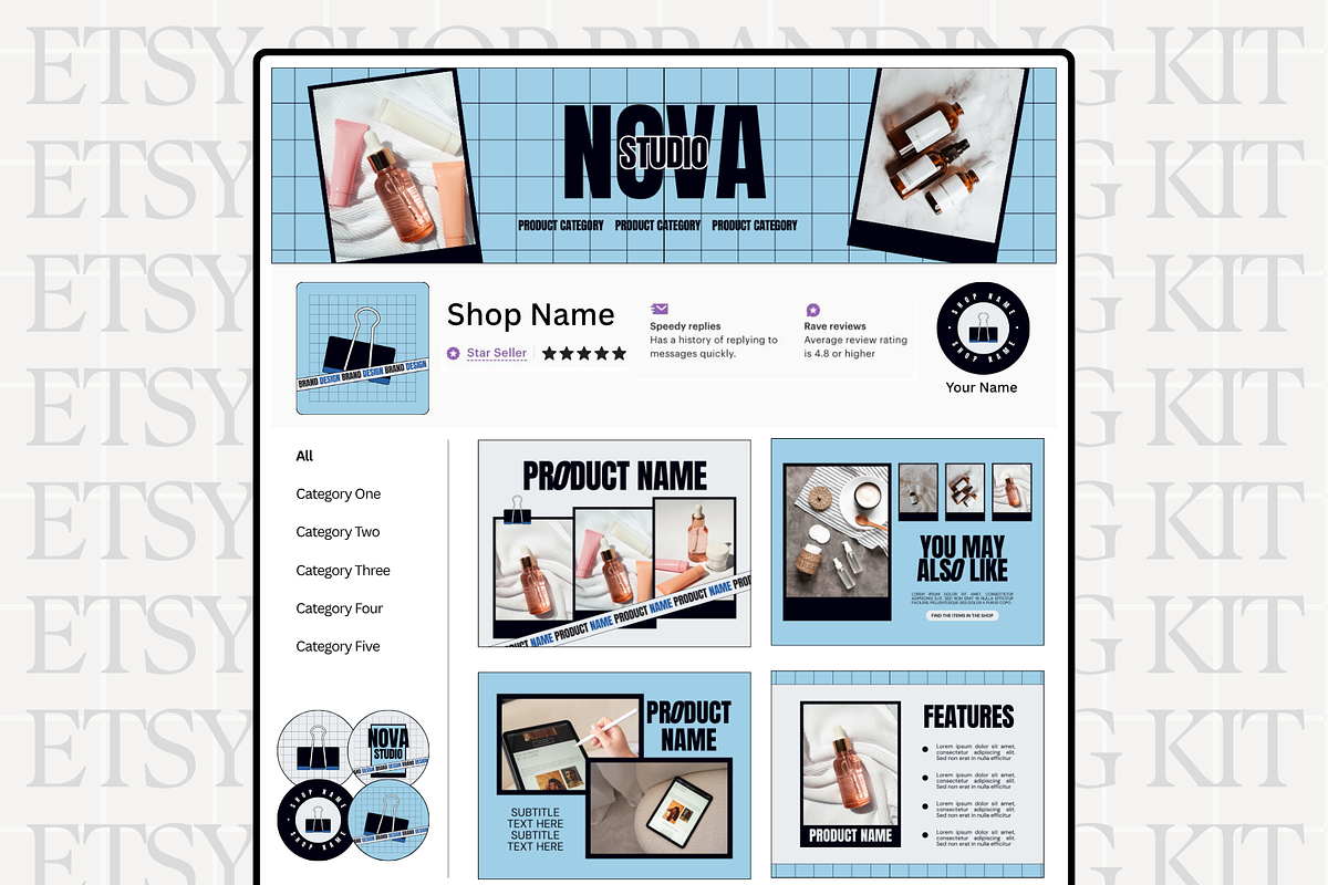 Modern Blue Etsy Shop Kit Template, a Branding & Logo Template by Anna Design Studio (Photo 1 of 8)