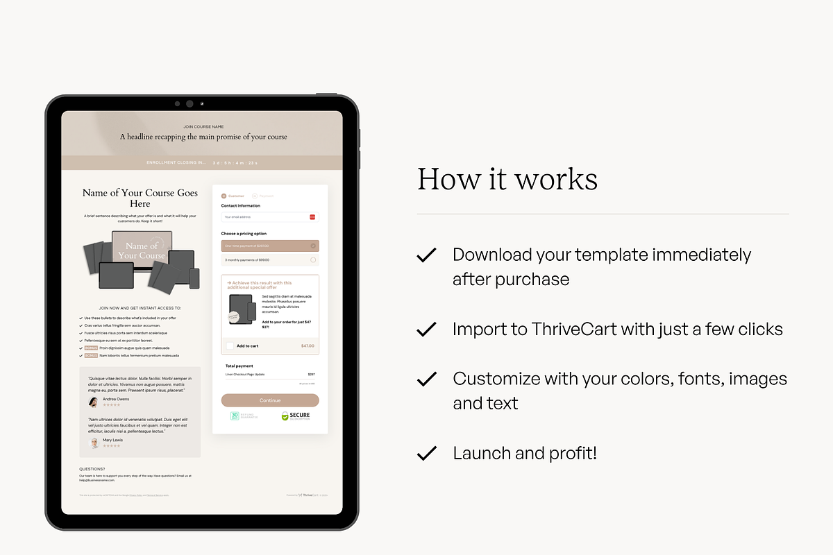ThriveCart Checkout Template, a Landing Page Template by Pixel & Flow (Photo 6 of 8)