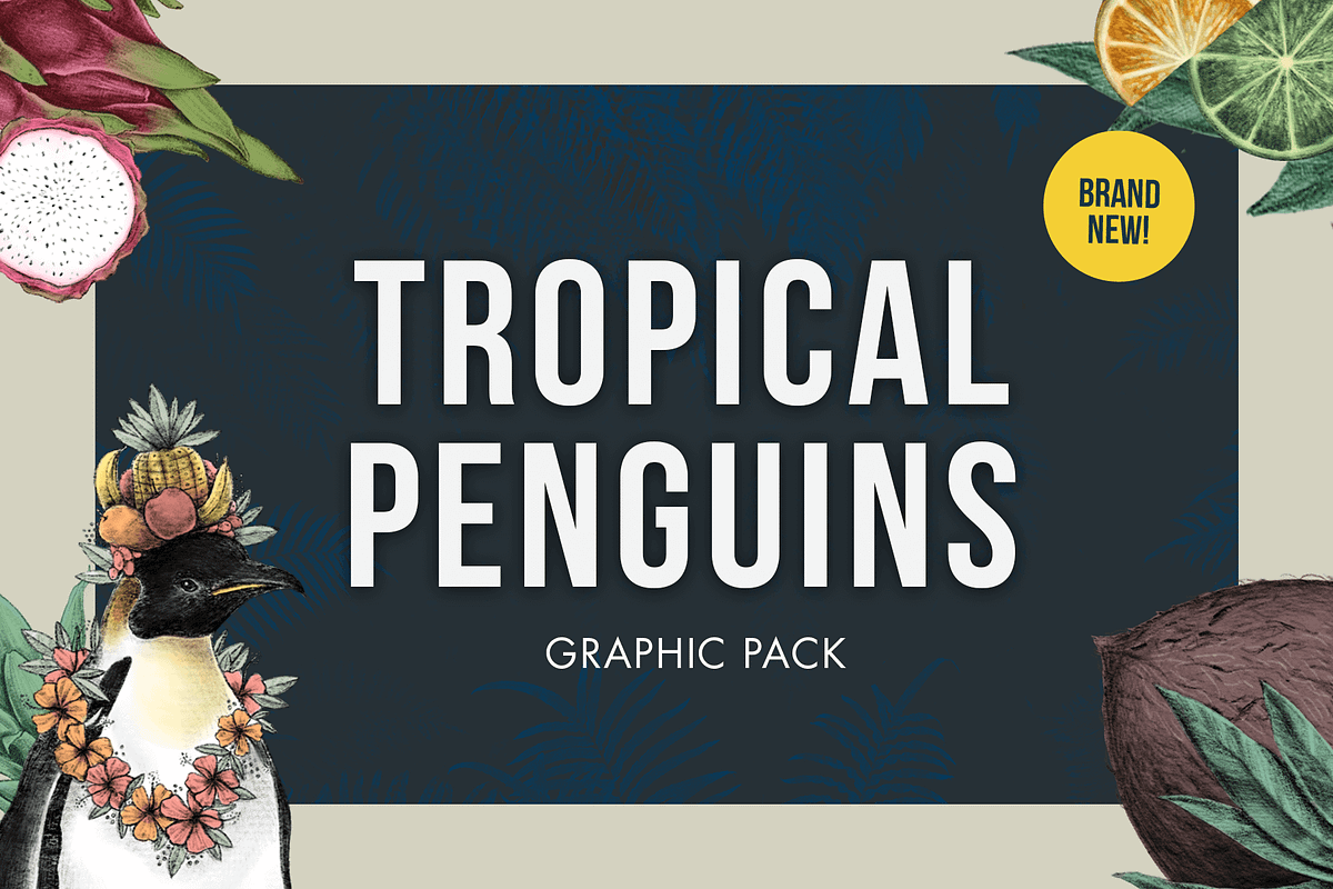 Tropical Penguins - Graphic Pack, a Work Illustration by Riveros Illustration (Photo 1 of 9)