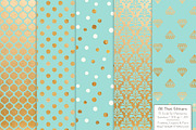 Aqua Gold Foil Digital Papers, a Pattern Graphic by Amanda Ilkov (Thumbnail 3 of 4)