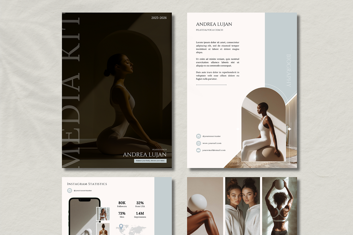 Pilates Coach Media Kit for Canva, a Marketing Template by Bonita Digital Design (Photo 3 of 7)