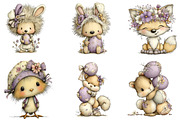 whimsical easter animal clipart, an Illustration by CreationArt (Thumbnail 2 of 6)