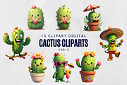 15 Cute Cactus Cliparts Digital, a Graphic by Wilin Digital (Thumbnail 1 of 2)