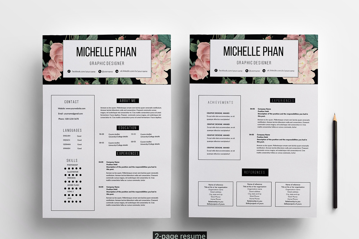 2 page resume template, a Resume Template by Chic templates (Photo 2 of 4)
