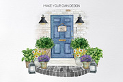 Watercolor front door scene creator, an Object Graphic by yana.fefelova (Thumbnail 4 of 4)