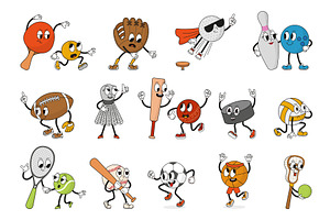 Sporty retro characters. Groovy, a Sport Illustration by Valerie Bodnar
