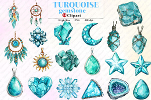 Turquoise Gemstone Png Clipart, an Illustration by Watercolor design