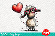 Whimsical Funny Valentine Sheep, an Illustration by Watercolor design (Thumbnail 4 of 9)