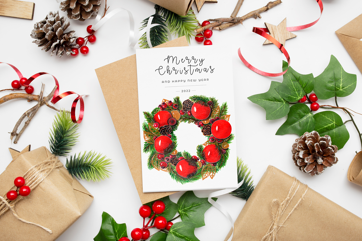 Watercolor Christmas wreath png, an Illustration by AnastasiaWatercolor (Photo 5 of 5)