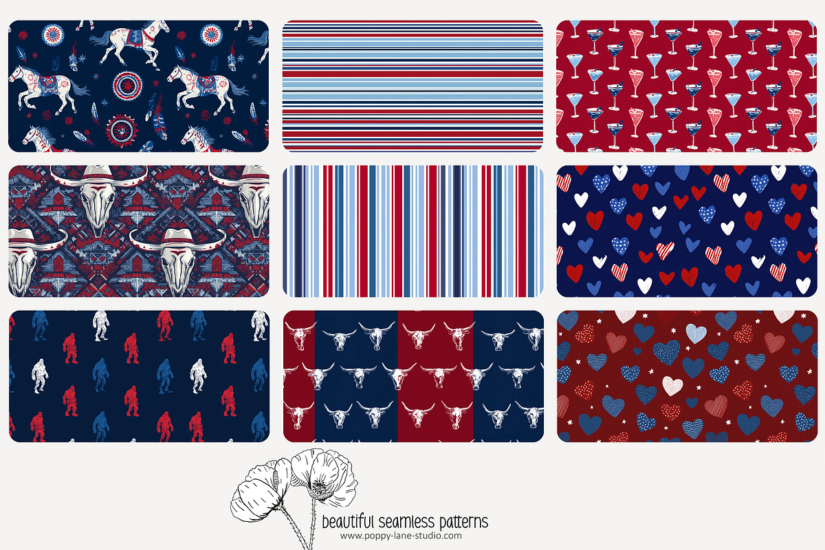 80 Independence Day seamless pattern, a Pattern Graphic by Poppy Lane Studio (Photo 4 of 11)