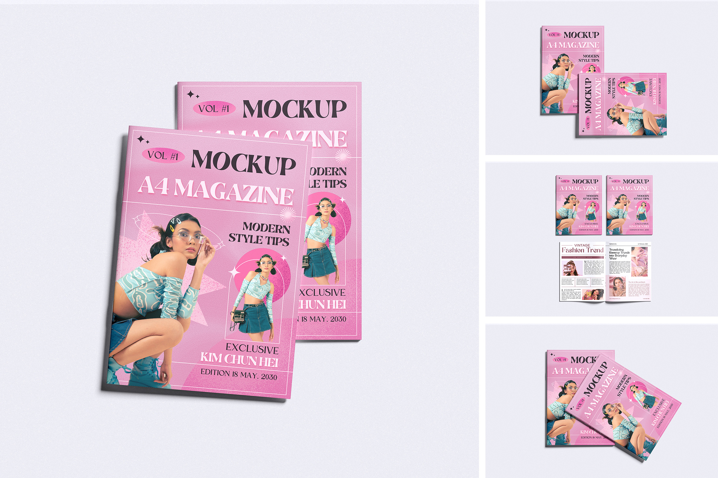 Realistic A4 magazine Mockup, a Books & Magazine Mockup by Pikachudesign