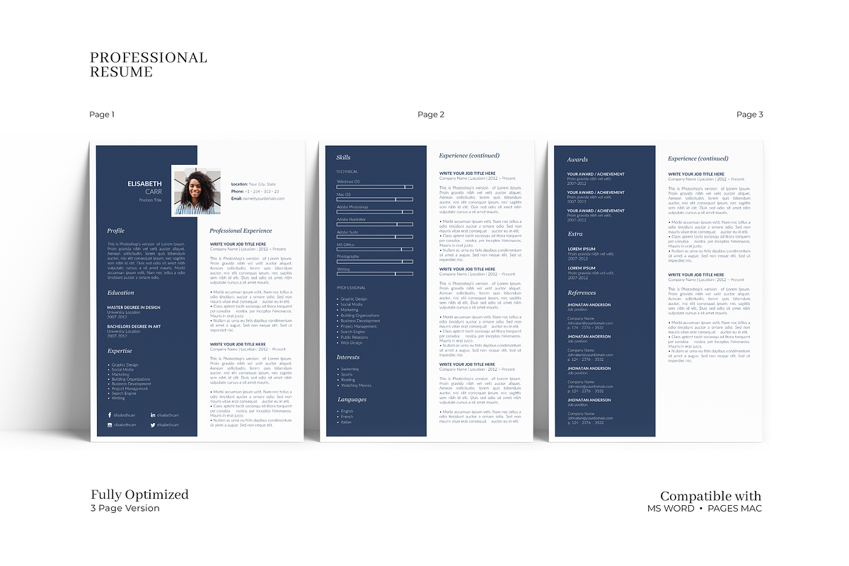 Resume Template 5 Pages with Photo, a Resume Template by GraphicFlava (Photo 3 of 8)