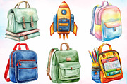 Watercolor Back to School Bag PNG, a Seasonal Illustration by Canvas Craft (Thumbnail 4 of 4)