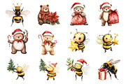 Christmas Bee and Bear Clipart, an Illustration by Design Market (Thumbnail 3 of 3)