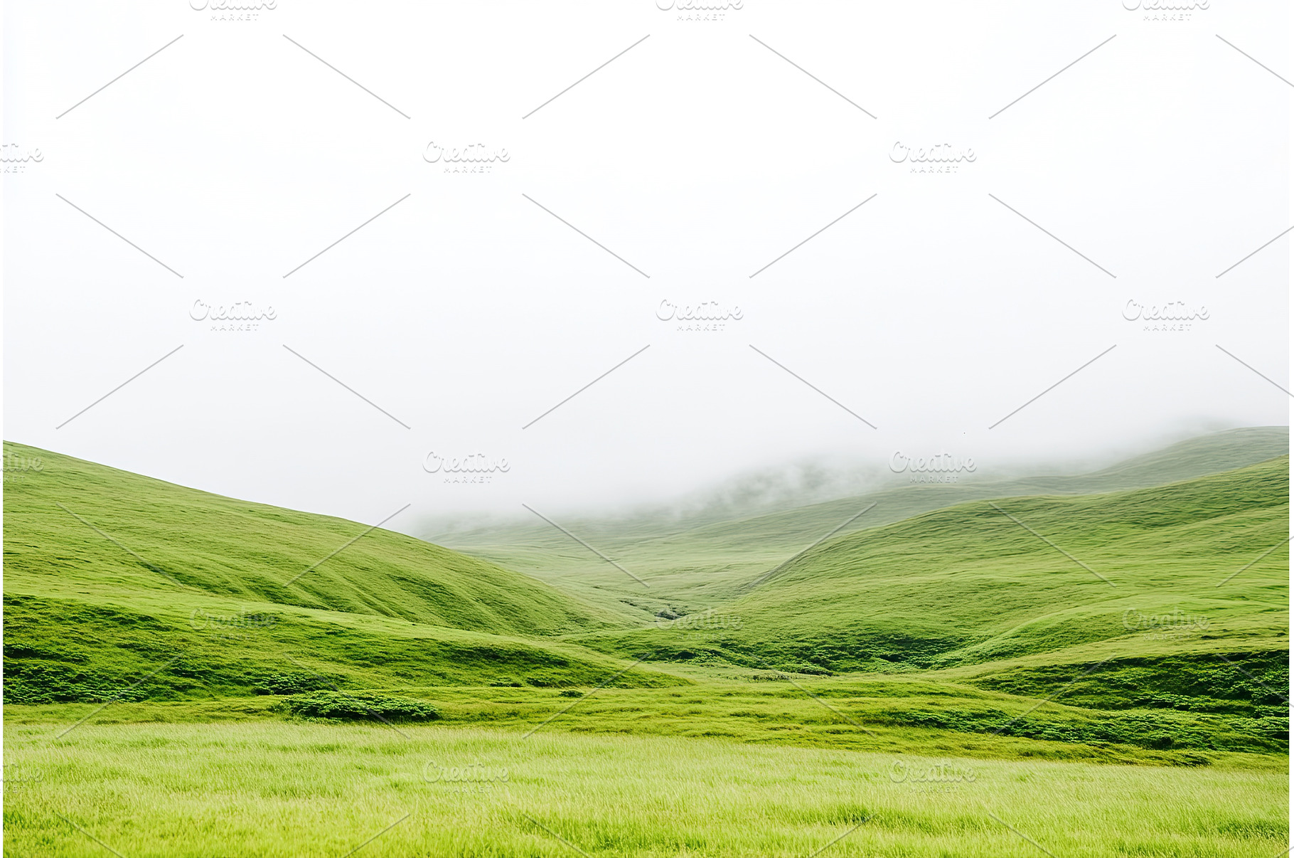 Rolling Green Hills Covered in Mist, a Nature Photo by Lermont51
