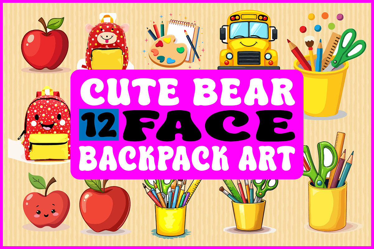 Cute Bear Face Backpack Art, an Object Graphic by yasushie (Photo 1 of 13)