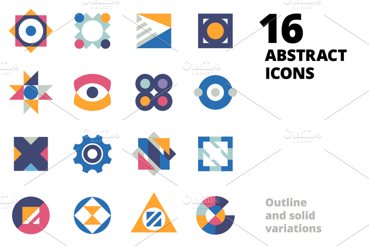 16 Abstract Icons, a Branding & Logo Template by Youhhou (Photo 1 of 4)