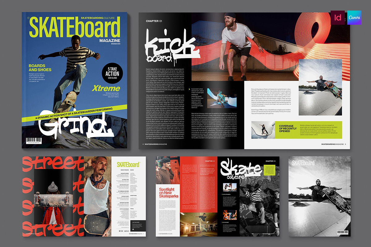Skateboarding Magazine Template, a Magazine Template by BrandPacks (Photo 1 of 5)