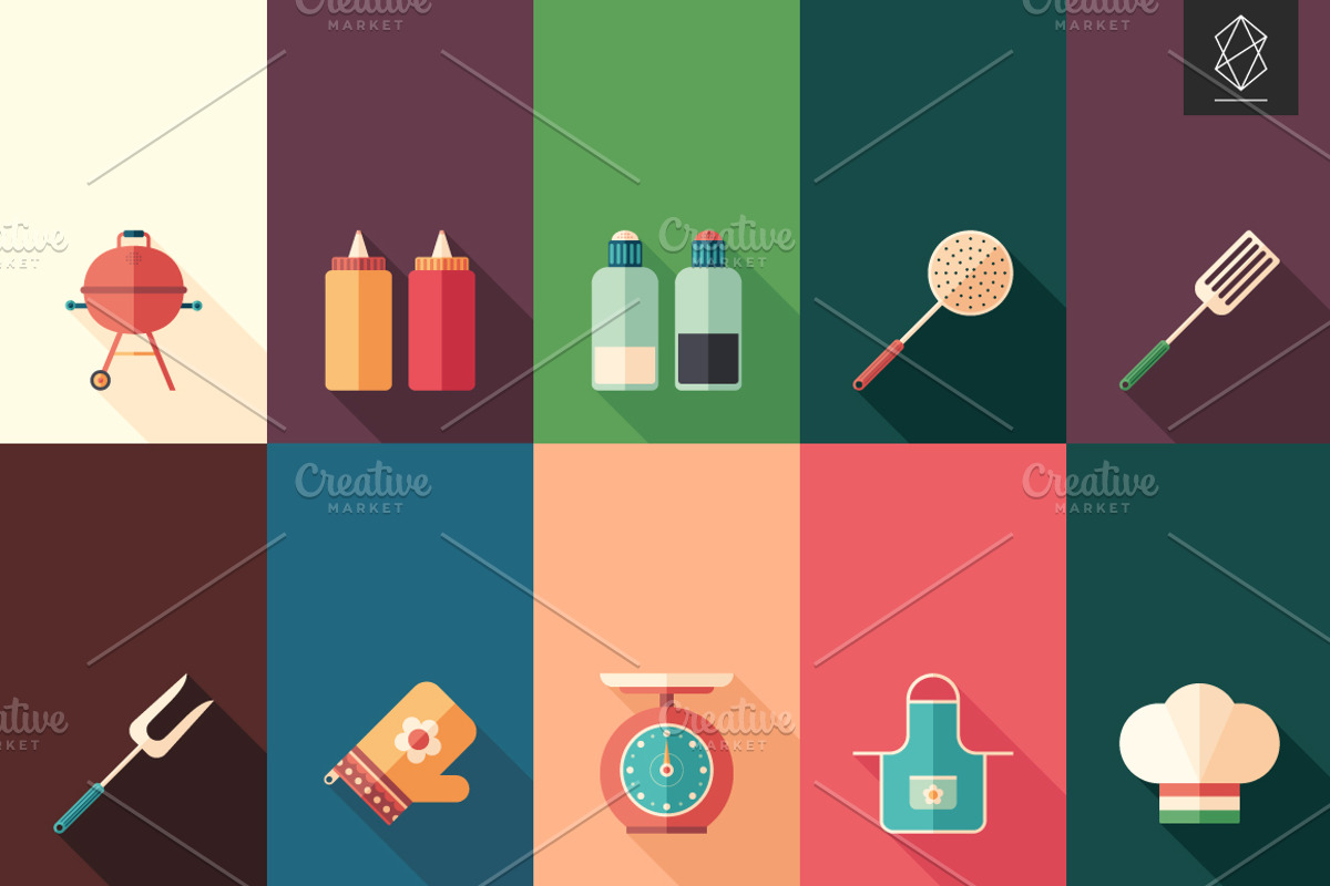 Home and kitchen flat icon set preview 2