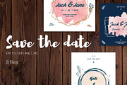 8 watercolor save the date templates, a Decorative Illustration by My watercolor shop (Thumbnail 1 of 5)