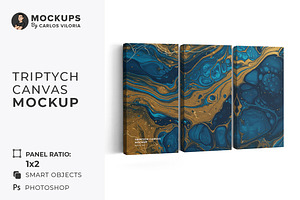 Triptych Canvas Mockup - Ratio 1x2