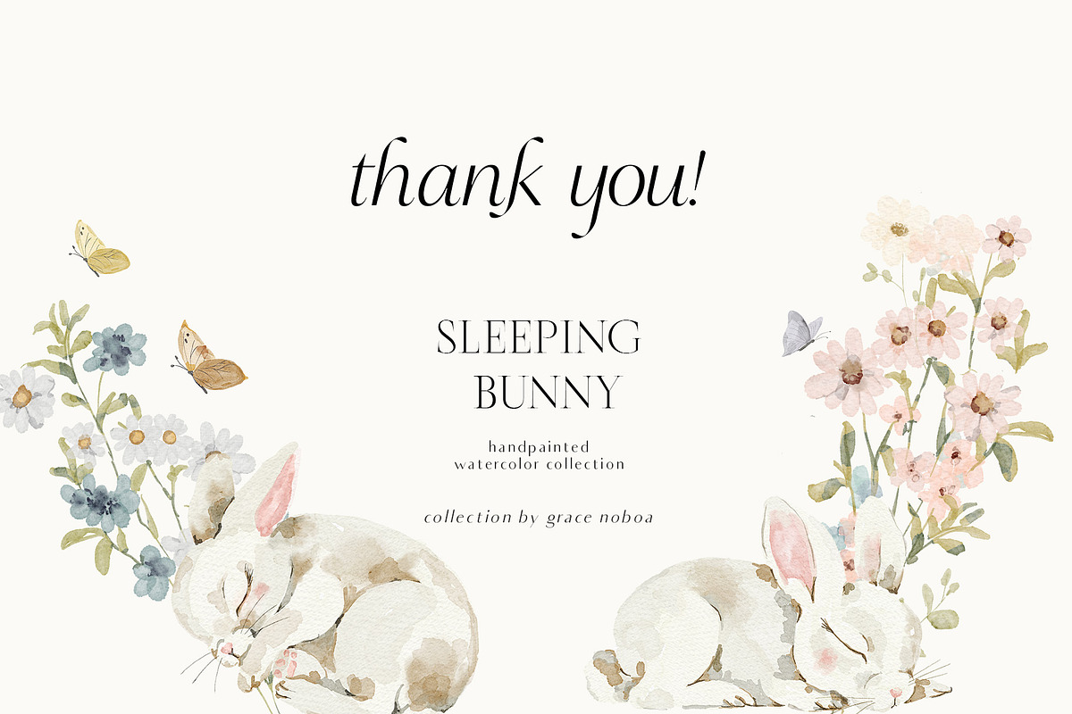 Watercolor Bunny & Wildflowers  set, a Decorative Illustration by Grace Noboa Illustrations (Photo 11 of 11)