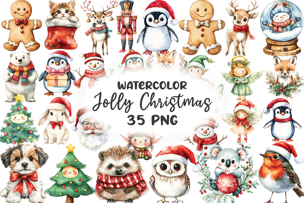 Jolly & Bright Christmas Cuties Clip, an Illustration by CraftArtStudio (Photo 1 of 6)