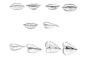 Lips Mouths Portrait Builder Set 3