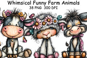whimsical Funny Farm Animals Clipart, an Illustration by CraftArtStudio (Thumbnail 1 of 6)