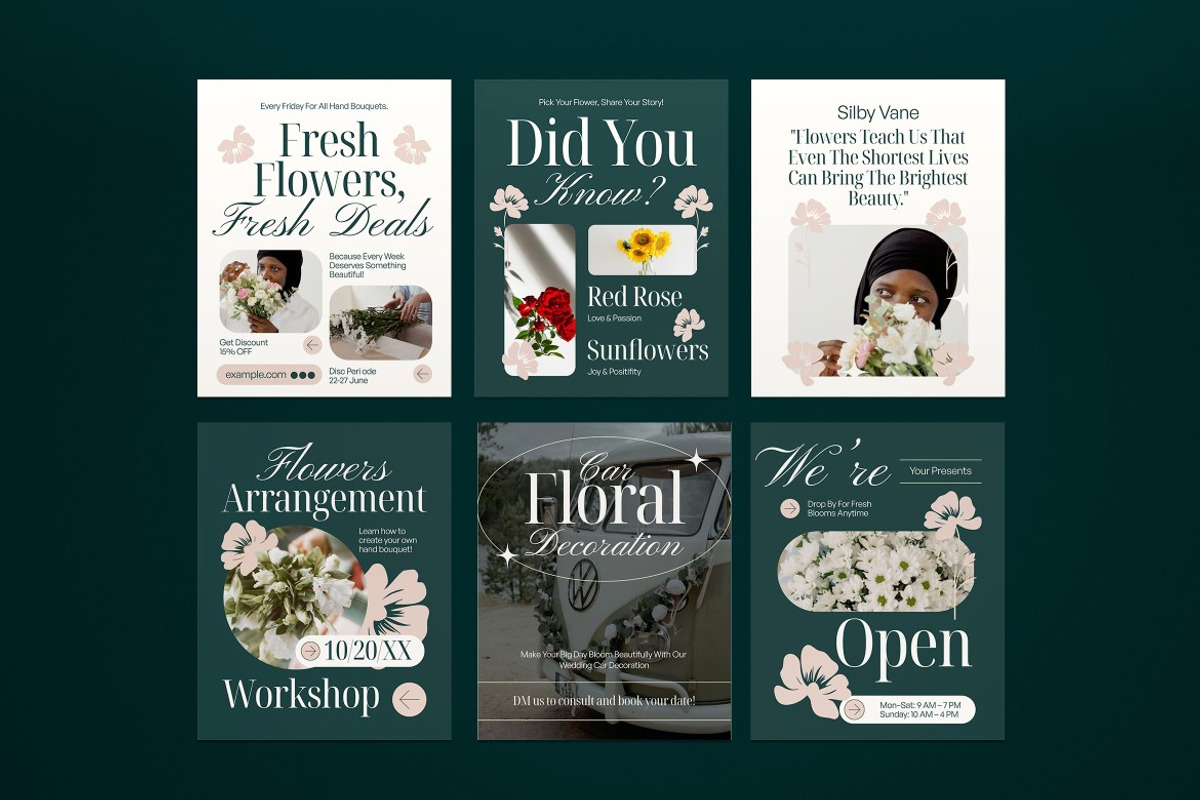 Florist Instagram Set, a Social Media Template by graphicook (Photo 2 of 3)
