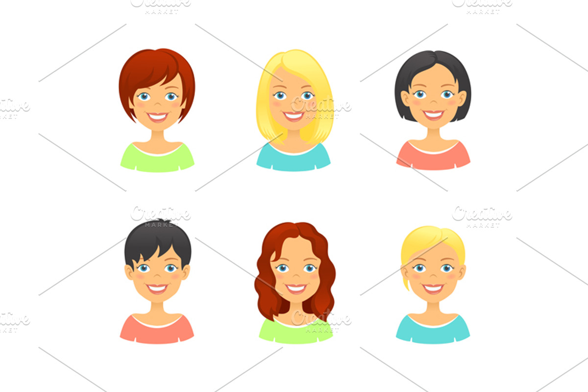 Woman hair styles of different types, an Illustration by Teneresa