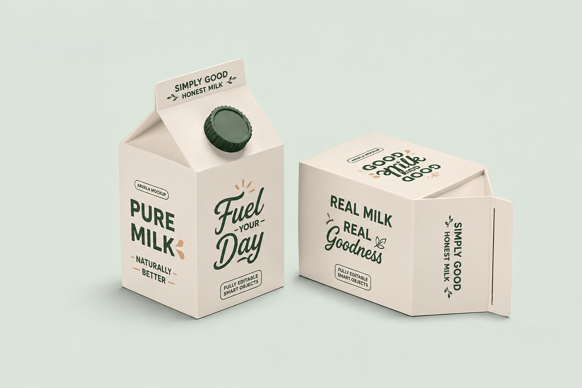 Milk Packaging Mockup, a Packaging Mockup by Custom.scene (Photo 3 of 3)