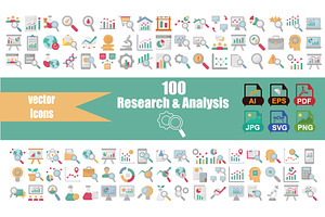 Research & Analysis Icon Pack, an Outline Icon by Vector Portal
