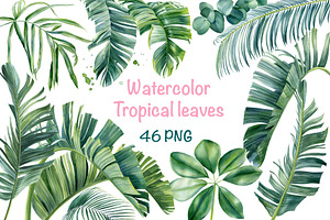 Watercolor Bundle Tropical Leaves