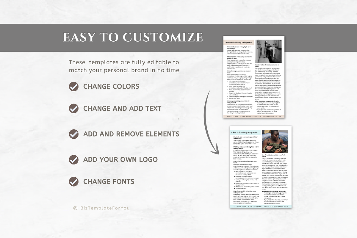 Birth Doula Handouts Forms Bundle, a Marketing Template by BizTemplateForYou (Photo 4 of 5)