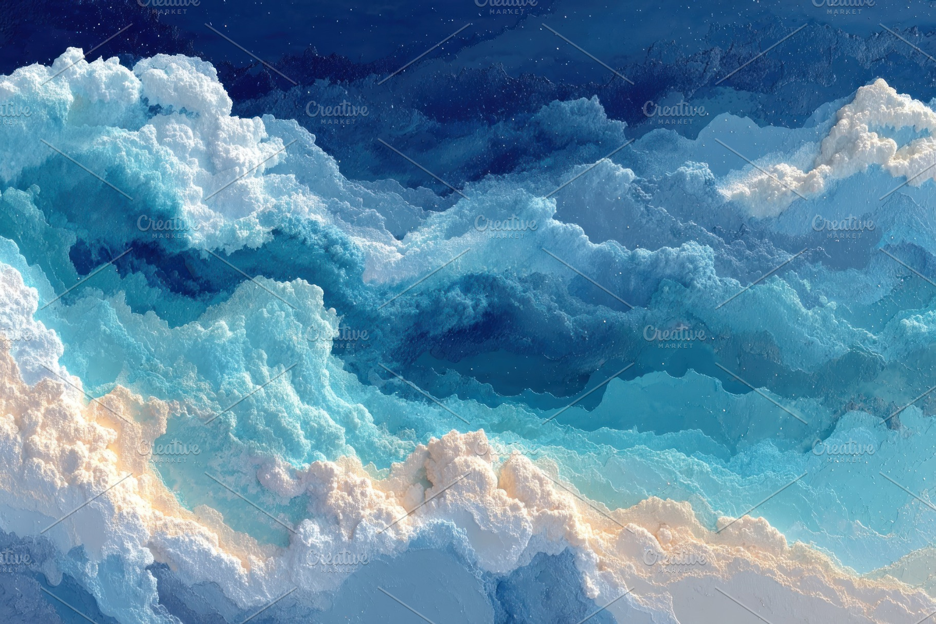 Abstract ocean waves with foamy texture and deep blue tones dram, a Nature Photo by José Manuel Gelpi