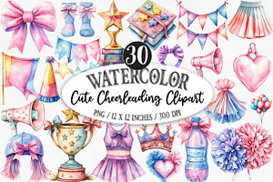 Cute Cheerleading Clipart, an Illustration by Designking