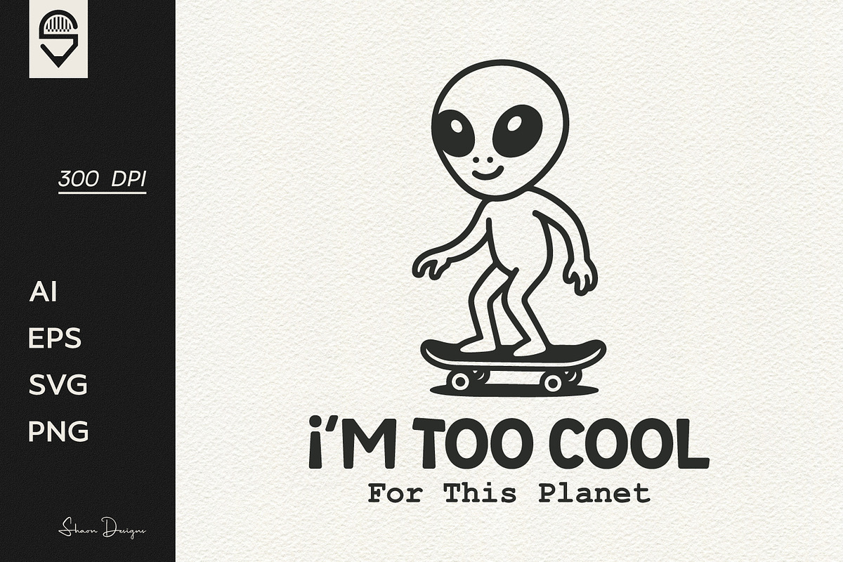 Cool Alien Skateboarder Illustration, an Illustration by shaondesigns (Photo 1 of 4)