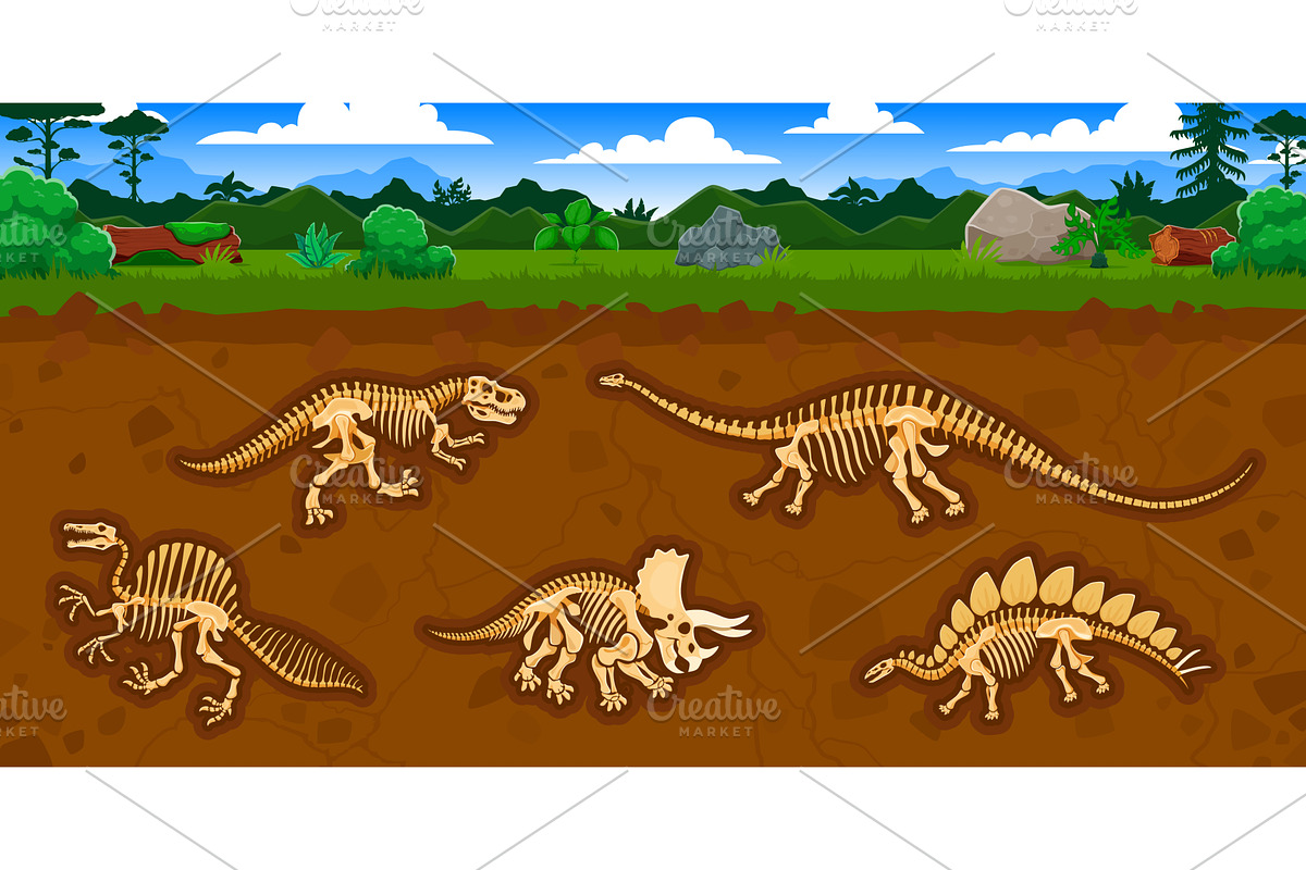 Paleontology science dinosaur fossil, an Animal Illustration by Vector Tradition
