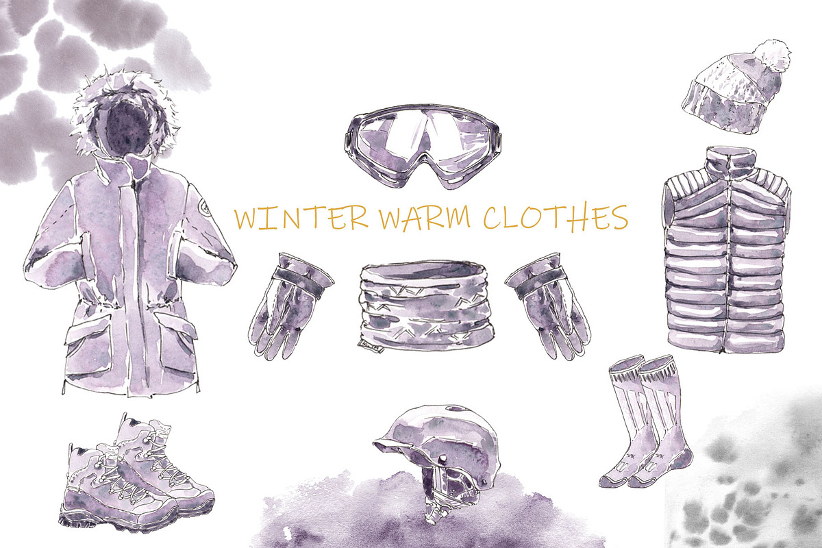 Winter Activities Watercolor Set, a Sport Illustration by Cat In Colour (Photo 3 of 3)