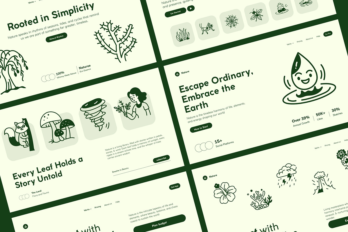 Nature Doodle Icon Set, an Outline Icon by Vectors Market (Photo 3 of 8)